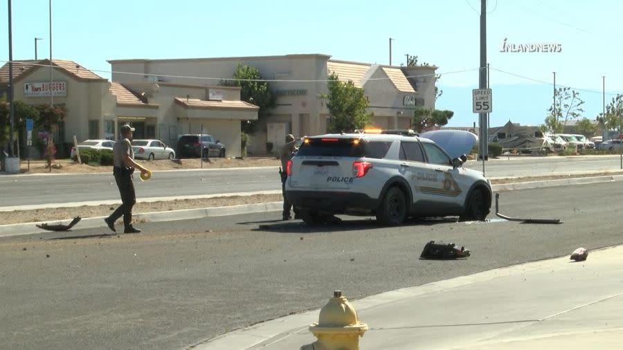 Authorities are investigating a male driver died while colliding with a deputy in Apple Valley on June 29, 2024. (Inland News)