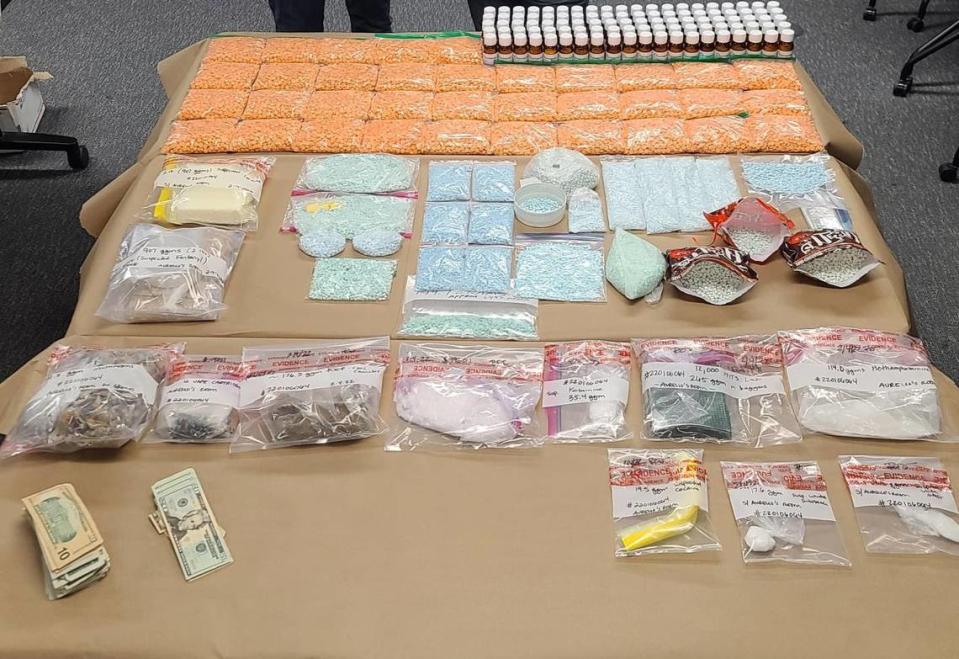 A drug arrest in San Luis Obispo on Feb. 3, 2022, netted a huge cache of illegal narcotics, including fentanyl, cocaine, meth, LSD, opiods and more. The seized drugs have a street value of more than $1 million, the Police Department said.