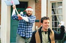 Drew Latham (Ben Affleck, right) is unaware that he is about to get a rather cold Christmas greeting from Tom Valco (James Gandolfini) in "Surviving Christmas." AP Photo.