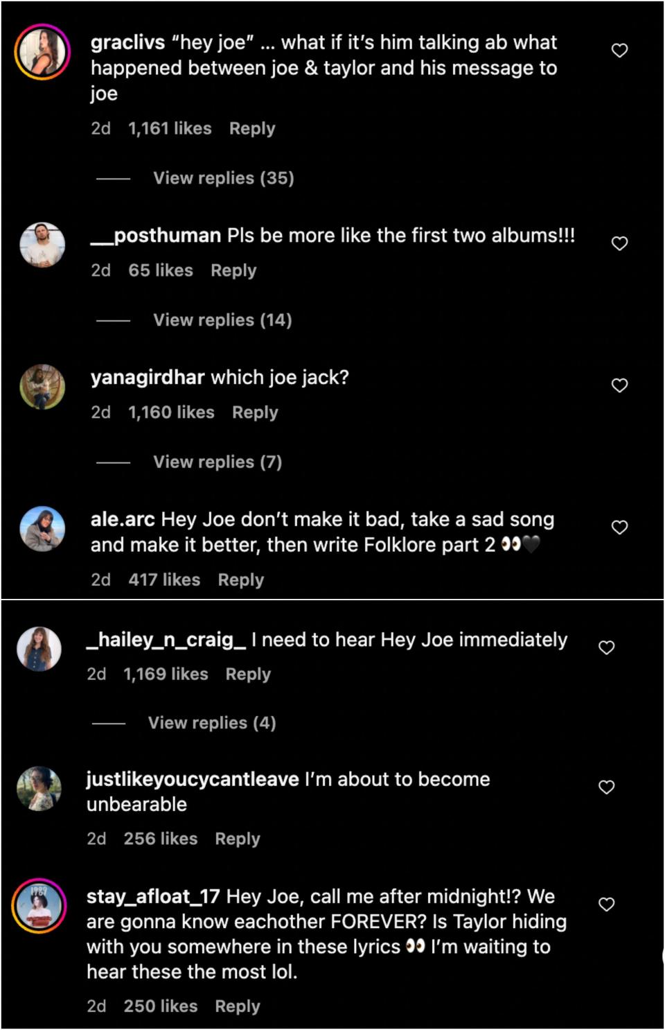 Jack Antonoff's Instagram comments.