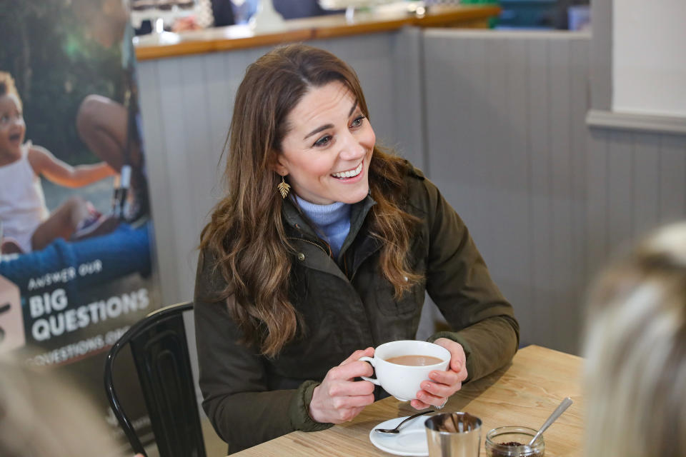 NEWTOWNARDS, NORTHERN IRELAND - FEBRUARY 12: Catherine, Duchess of Cambridge meets with local representatives of Early Years and families who have benefitted from the work of the charity at The Ark Open Farm on February 12, 2020 in Newtownards, Northern Ireland. This visit is part of her Early Years Foundation Survey. Five Big Questions, aiming to spark a UK-wide conversation on early childhood. (Photo by Chris Jackson/Getty Images)