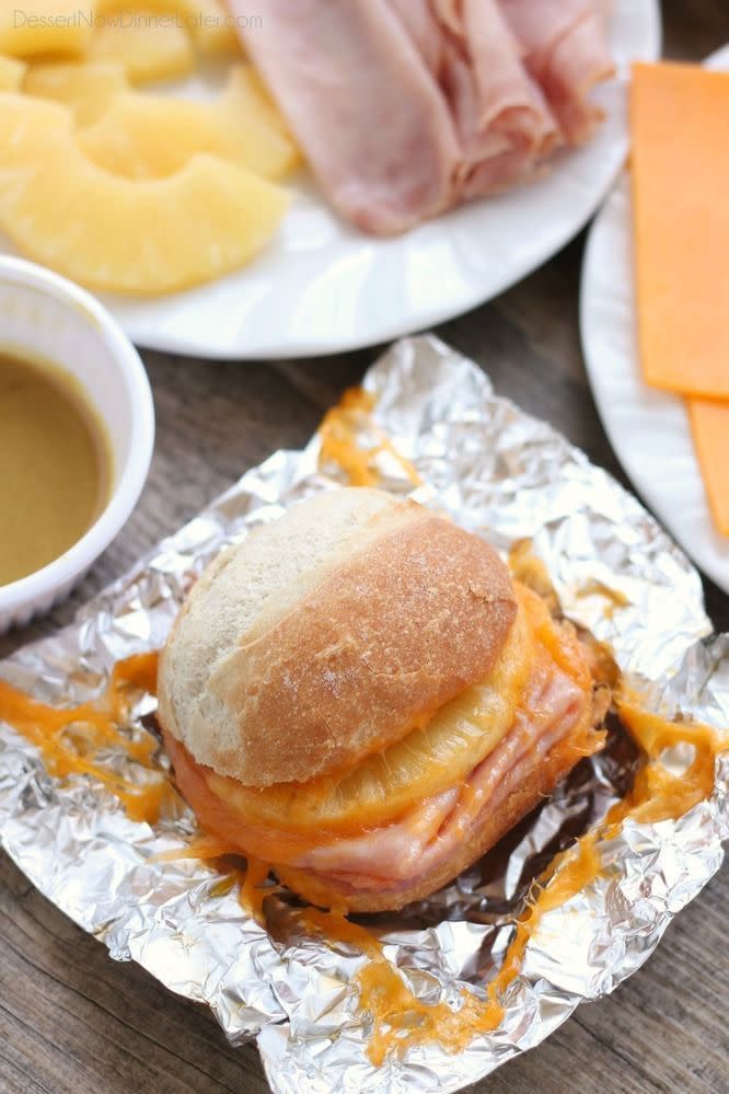 Hot Ham and Pineapple Campfire Sandwiches