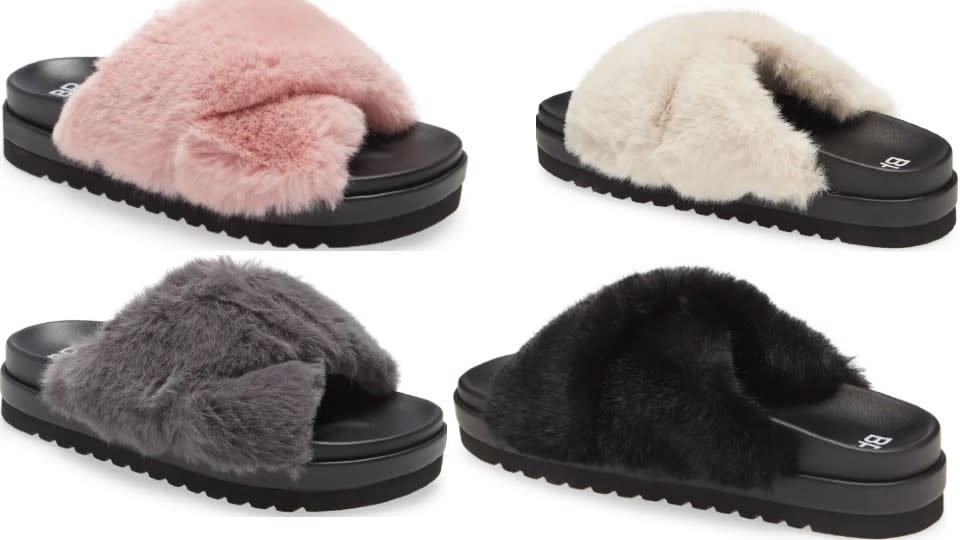 BP. Zoe Cross Band Faux Fur Slide Sandal - Nordstrom, $25 (originally $50)