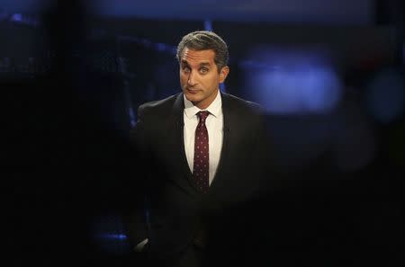 Popular Egyptian satirist Bassem Youssef talks during a news conference in Cairo in this June 2, 2014 file photo. REUTERS/Mohamed Abd El Ghany/Files