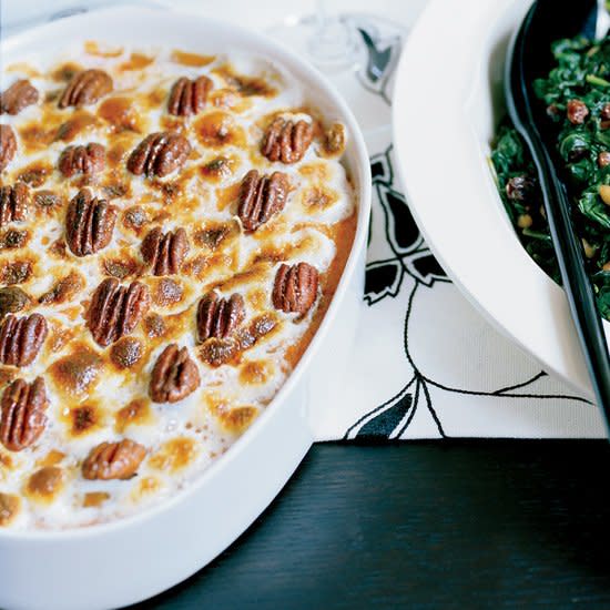 Sweet Potato Gratin with Chile-Spiced Pecans