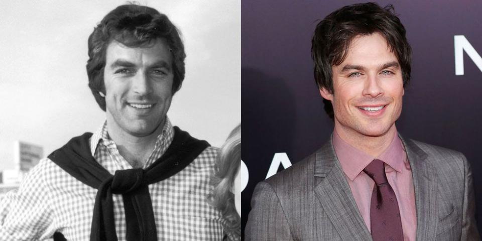 <p>A pre-mustache Tom Selleck reminds us a lot of <em>The Vampire Diaries </em>star Ian Somerhalder. Maybe Ian should give a 'stache a go?</p>