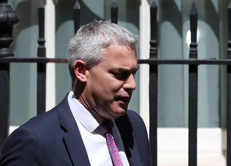 Britain's Secretary of State for Exiting the European Union Stephen Barclay is seen outside Downing Street, as uncertainty over Brexit continues, in London, Britain May 21, 2019. REUTERS/Hannah Mckay