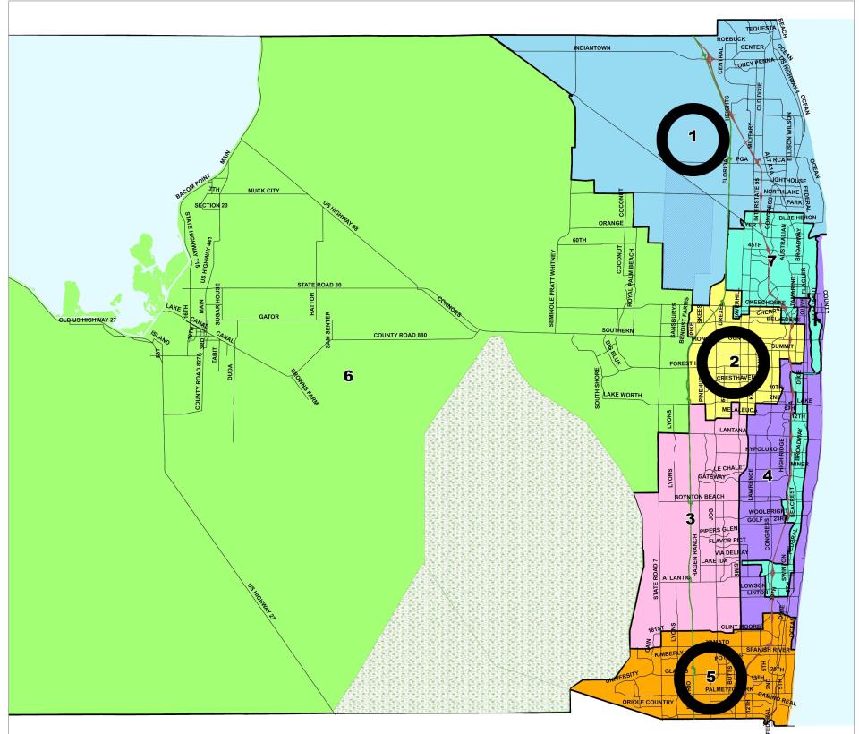 Palm Beach County school board district seats up for election in 2024 include the Palm Beach Gardens and Jupiter area, the Palm Springs and Greenacres area and the Boca Raton area. The District 2 seat has been decided.