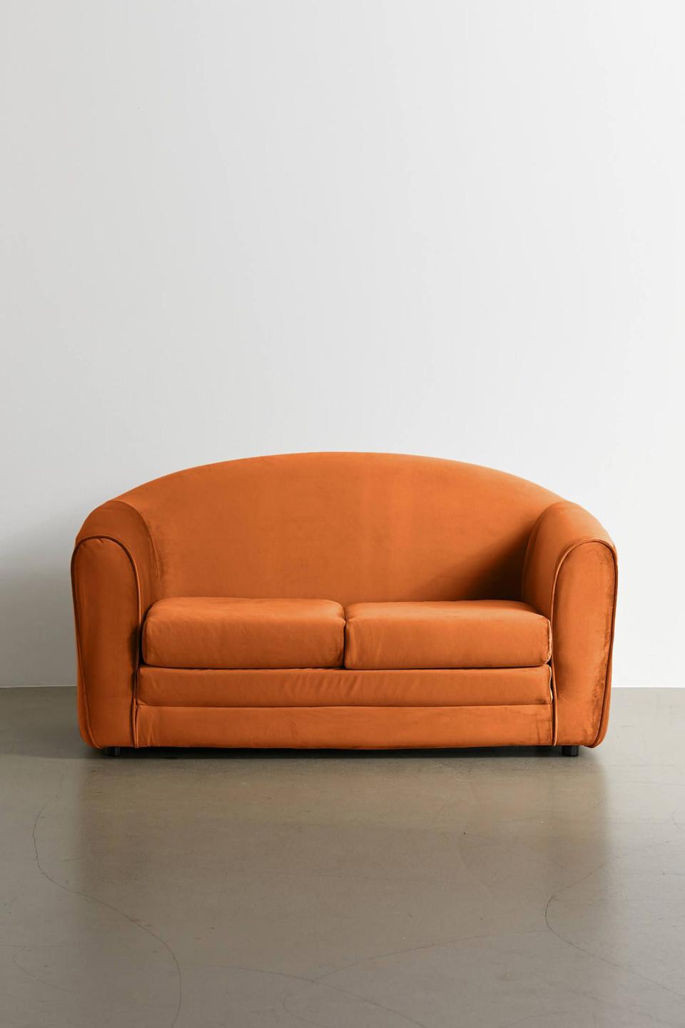 1) Gemma Velvet Chair-and-a-Half Sleeper Sofa