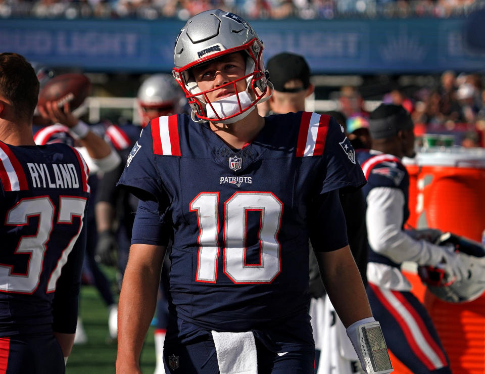 Mac Jones will start for the Patriots in Week 6. (Photo by Barry Chin/The Boston Globe via Getty Images)