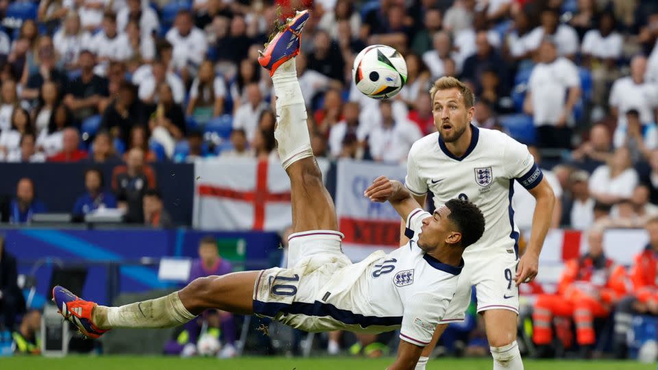 Bellingham scores the equalizer for England against Slovakia in stoppage time. - John Sibley/Reuters