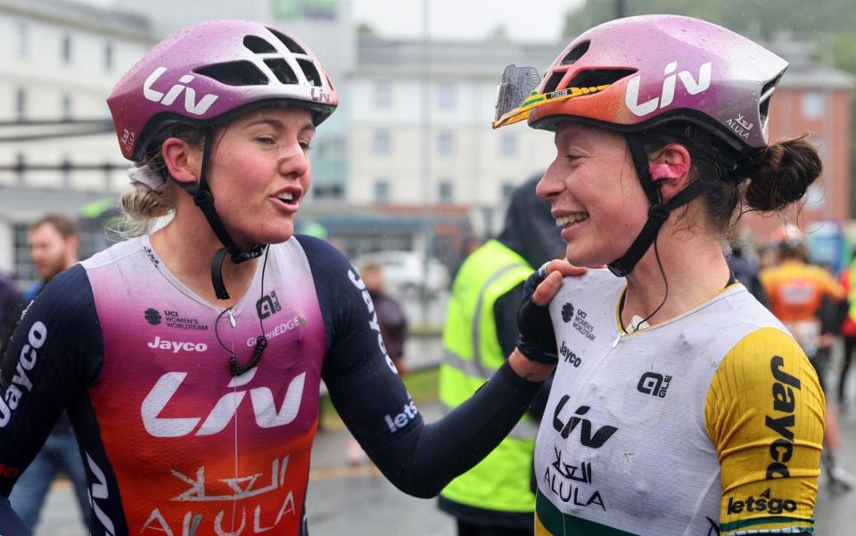 Amber Pate of Australia and compatriot Ruby Roseman-Gannon after the latter's victory