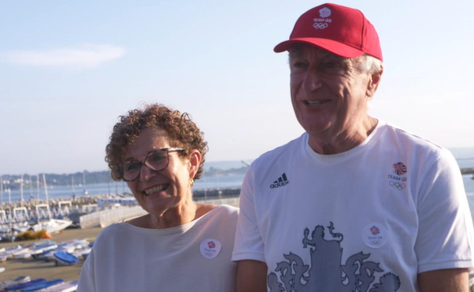 Giles Scott’s parents Ros (left) and John (right) spoke to their son after his gold in the men’s Finn (The Royal Yachting Association)