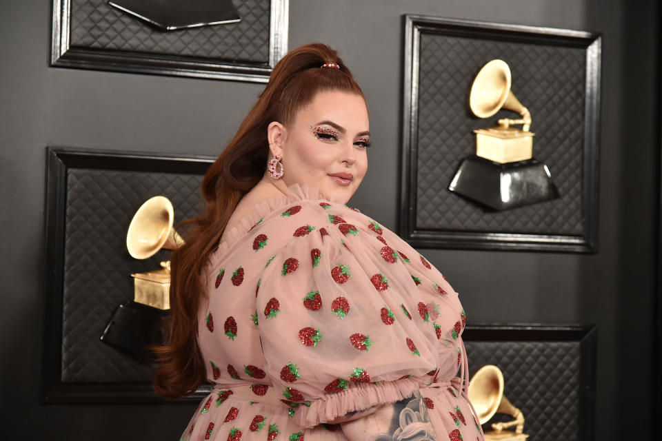 LOS ANGELES, CA - JANUARY 26: Tess Holliday attends the 62nd Annual Grammy Awards at Staples Center on January 26, 2020 in Los Angeles, CA. (Photo by David Crotty/Patrick McMullan via Getty Images)