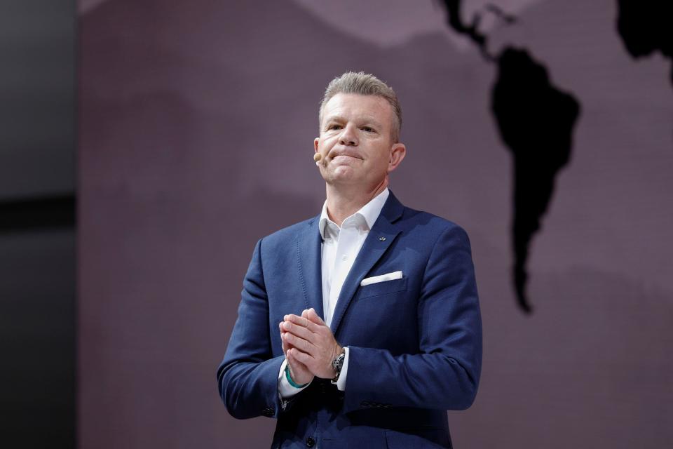 Christian Meunier, Chairman, Infiniti Motor Company, speaks at the reveal of the Infiniti QX Concept vehicle at the 2019 North American International Auto Show during Media preview days on January 14, 2019 in Detroit, Michigan.