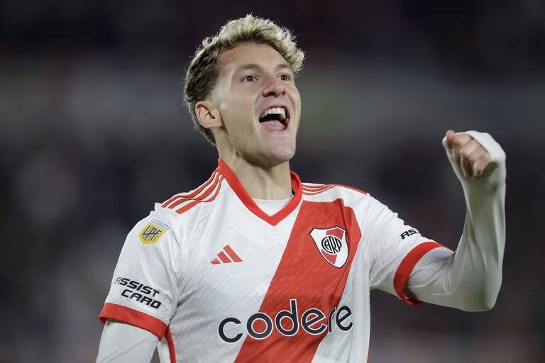 Facundo Colidio festeja su gol ante Belgrano; River tiene puntaje ideal al igual que Talleres y Estudiantes, tras dos fechas