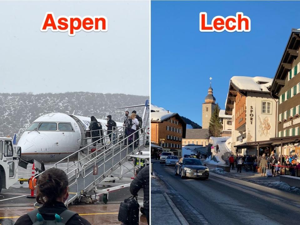 Insider's authors took planes and private cars to their respective ski towns.