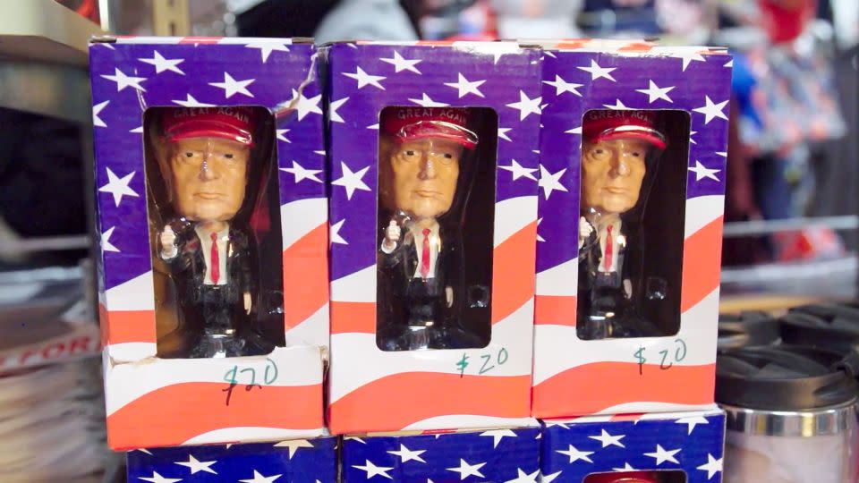Trump bobbleheads are among the tamer items for sale. - CNN