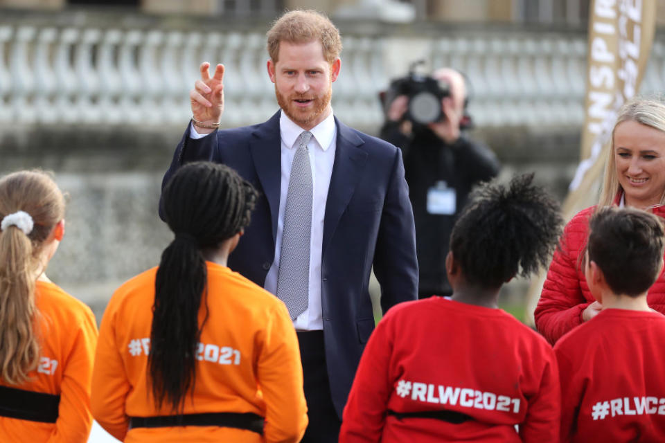 The Duke of Sussex laughed and joked with the children [Photo: Getty] 