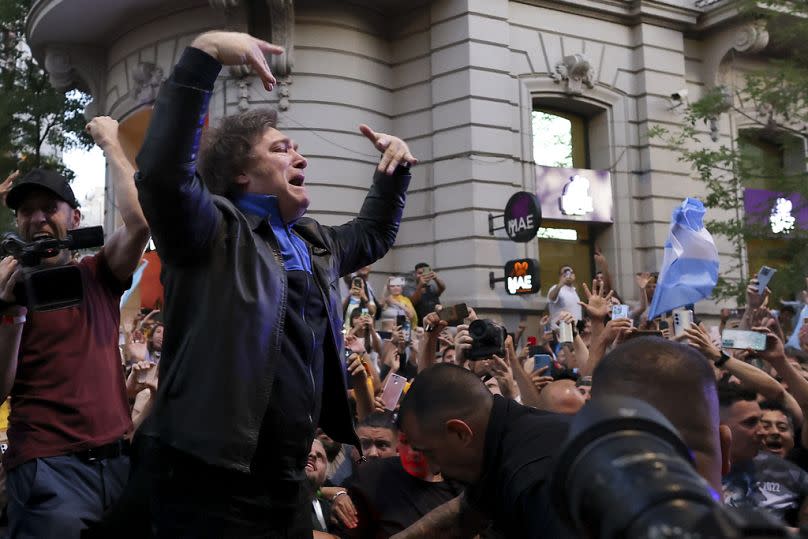 Javier Milei takes part in his closing campaign rally in Cordoba, Argentina