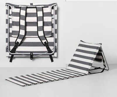 Details about Padded Folding Metal Frame Travel Beach Lounge Mat Gray & White - Hearth & Hand