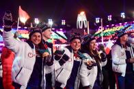 <p>Team USA athletes take part in the closing ceremony of the Pyeongchang 2018 Winter Olympic Games at the Pyeongchang Stadium on February 25, 2018. / AFP PHOTO / Martin BERNETTI </p>