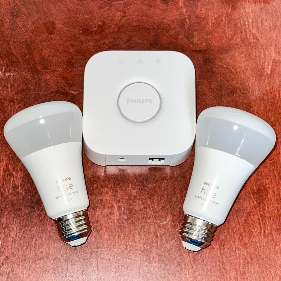 <p><a href="https://go.redirectingat.com?id=74968X1596630&url=https%3A%2F%2Fwww.walmart.com%2Fip%2FPhilips-Hue-White-A19-Bluetooth-75W-Smart-LED-Starter-Kit-White%2F326147877&sref=https%3A%2F%2Fwww.bestproducts.com%2Ftech%2Felectronics%2Fg46911758%2Fbest-smart-home-hubs%2F" rel="nofollow noopener" target="_blank" data-ylk="slk:Shop Now;elm:context_link;itc:0;sec:content-canvas" class="link ">Shop Now</a></p><p>Hue White Smart LED Starter Kit</p><p>walmart.com</p><p>$69.99</p><span class="copyright">Stewart Wolpin</span>