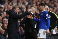 Britain Soccer Football - Everton v Burnley - Premier League - Goodison Park - 15/4/17 Everton's Ross Barkley shakes hands with manager Ronald Koeman as he walks off to be substituted Action Images via Reuters / Jason Cairnduff Livepic