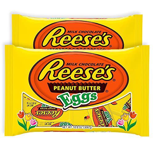 <p><strong>Reese's</strong></p><p>amazon.com</p><p><strong>26.95</strong></p><p><a href="https://www.amazon.com/dp/B06XGPBRP1?tag=syn-yahoo-20&ascsubtag=%5Bartid%7C10070.g.2201%5Bsrc%7Cyahoo-us" rel="nofollow noopener" target="_blank" data-ylk="slk:Shop Now" class="link ">Shop Now</a></p><p>Of course, we can't forget a classic: Reese's Peanut Butter Eggs. They remain among the <a href="http://www.delish.com/holiday-recipes/easter/news/a52315/popular-easter-candy-2017/" rel="nofollow noopener" target="_blank" data-ylk="slk:most popular Easter candy" class="link ">most popular Easter candy</a> of recent years.</p>