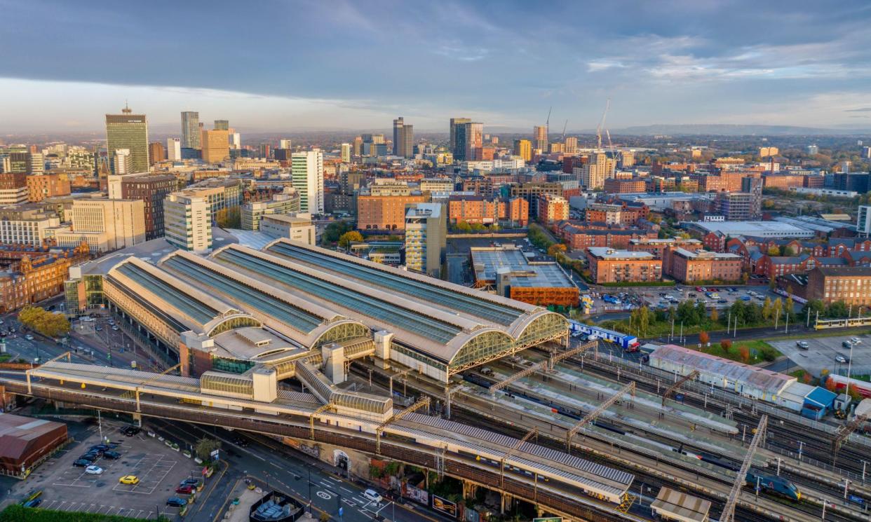 <span>The proposed high-speed line, which would link Manchester, above, and Birmingham, was unveiled by the mayors of Greater Manchester and the West Midlands.</span><span>Photograph: Chris Chambers/Alamy</span>