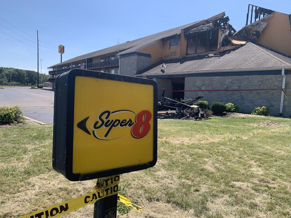 The aftermath of the overnight fire at the Super 8 Motel in Vandalia