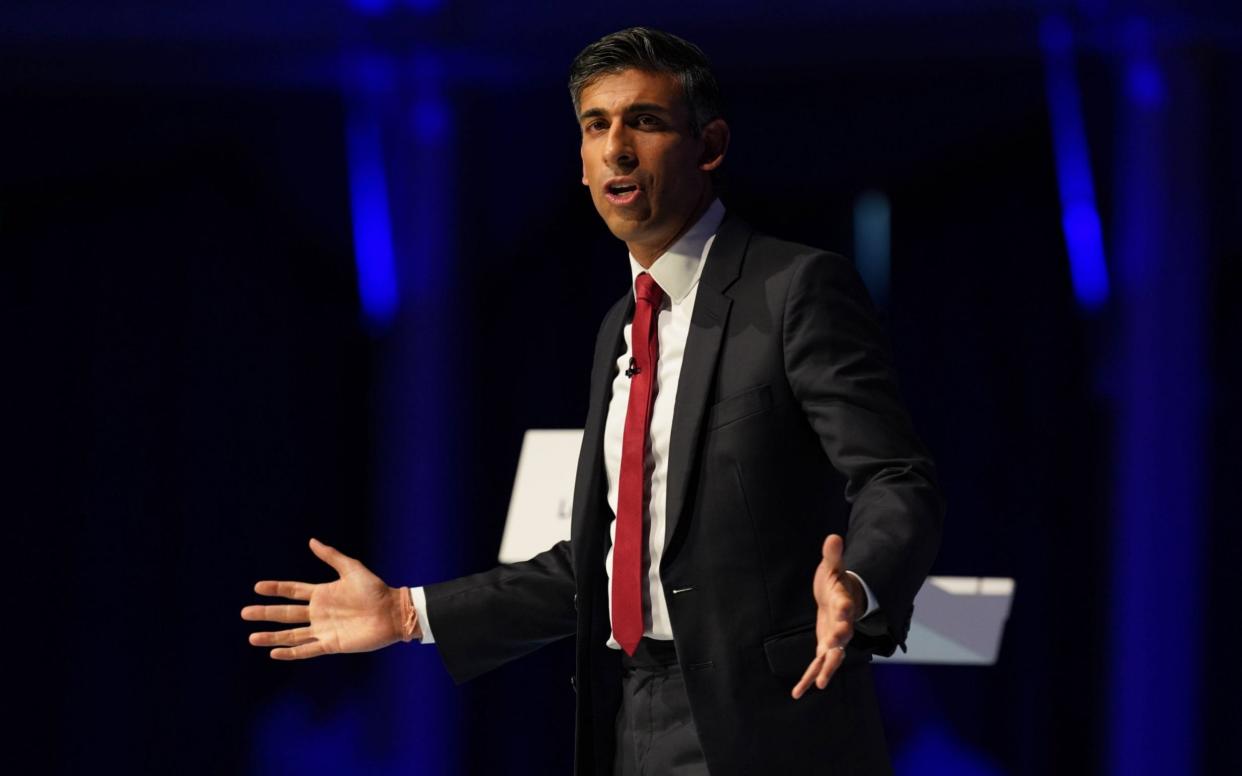 Rishi Sunak doubled down on levelling up as he addressed the party faithful in Eastbourne on Friday - Gareth Fuller/PA Wire