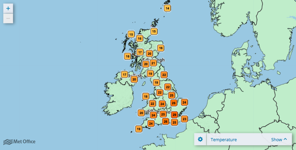 <em>The UK is also set to get scorching again before the weekend (Met Office)</em>