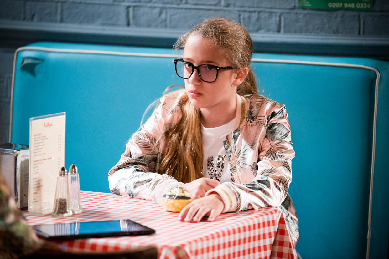 Abbie Burke as Amy Mitchell in EastEnders in 2021. (BBC)