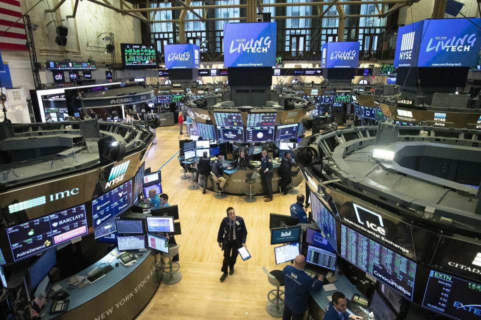 Bolsa de valores de Wall Street el 13 de marzo de 2020 (AP/Mark Lennihan)