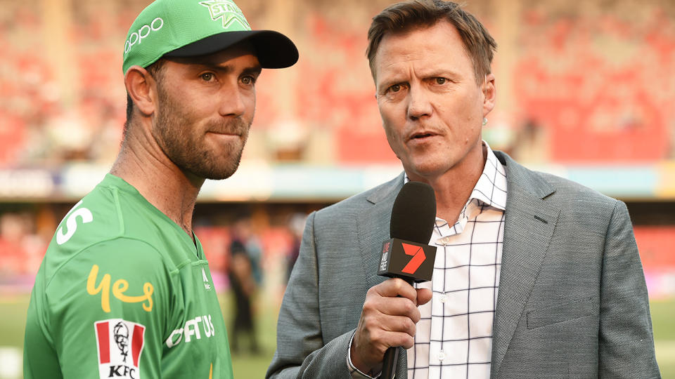 Channel Seven commentator James Brayshaw, pictured here before a BBL game in 2019.