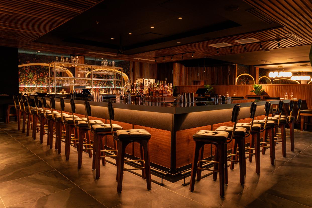 The bar area at Harper's, an upscale steakhouse now open in Nashville, Tenn.