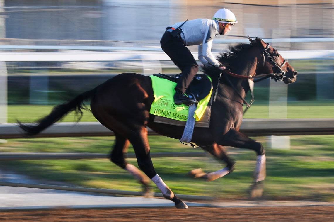 Louisiana Derby runner-up Honor Marie is 20-1 on the morning line. There could be good value in the Whit Beckman trainee depending which direction that number moves in the early betting. Matt Stone/USA TODAY NETWORK