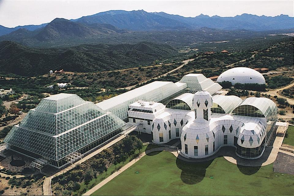 01 biosphere two oracle arizona desert mars colony experiment facility flyover