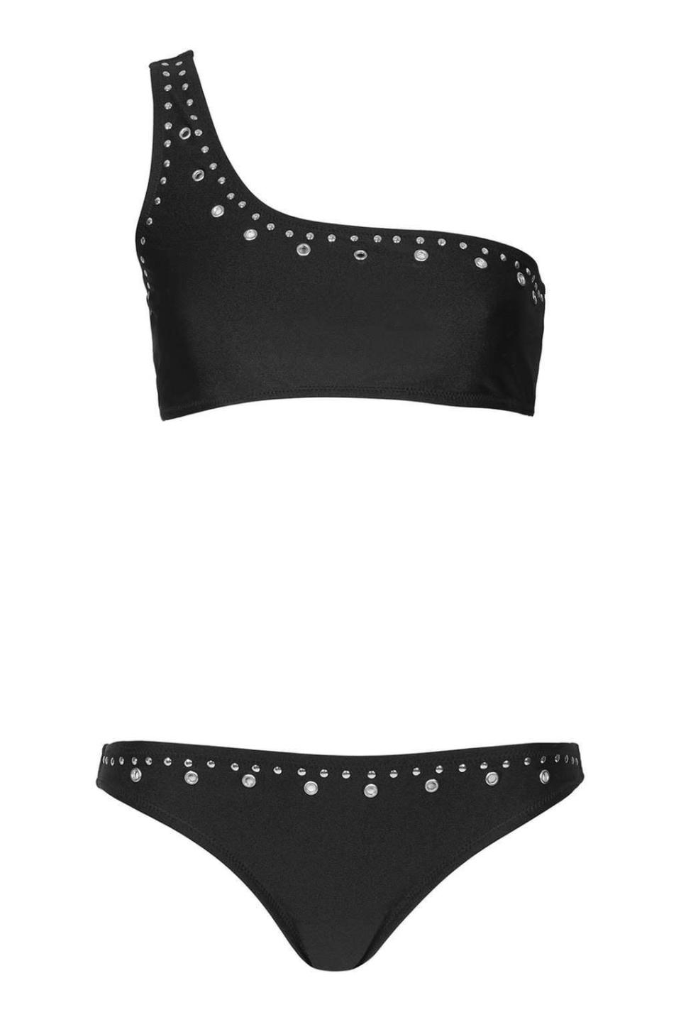 Eyelet One Shoulder Bikini