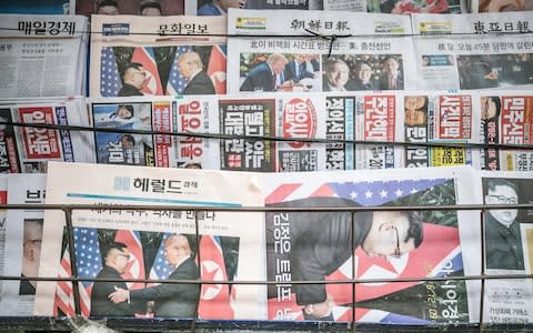 South Korean papers had time to react to the summit - Credit: &#160;Jean Chung/&#160;Bloomberg
