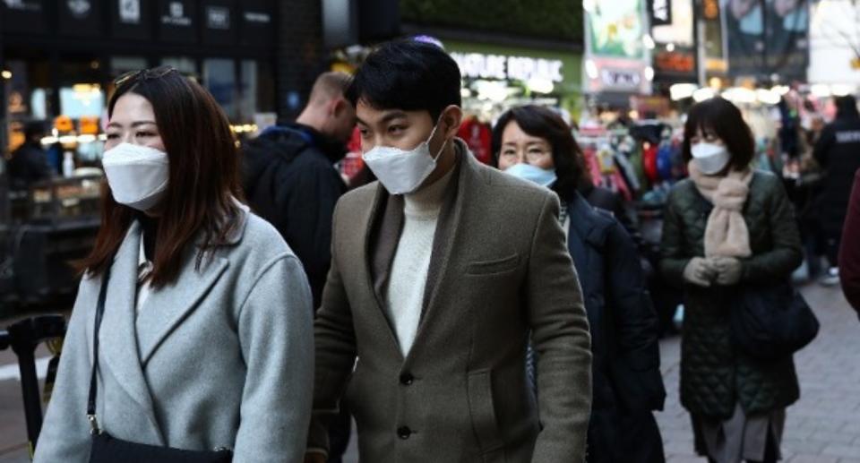 南韓爆發新冠肺炎疫情。（Getty Images圖片）