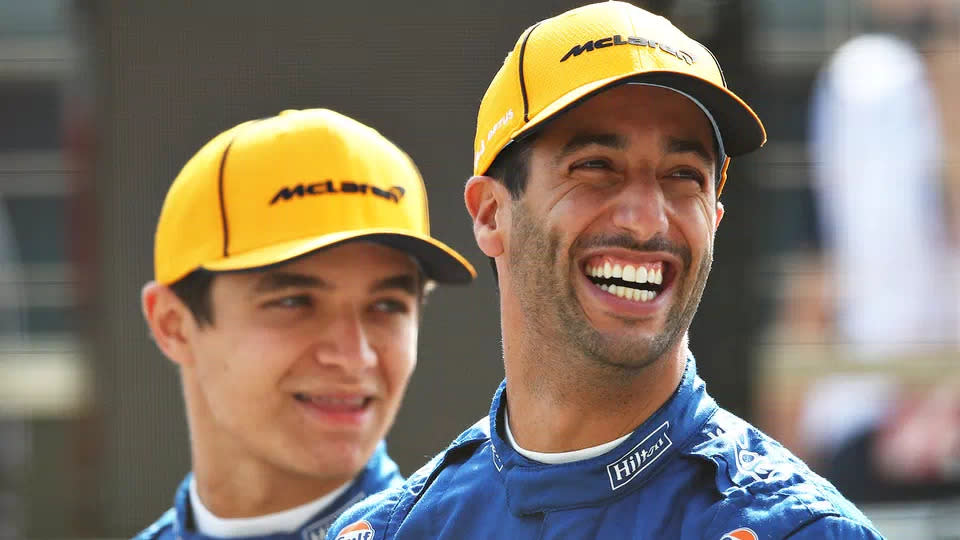 Dan Ricciardo is pictured here having a laugh during F1 testing.