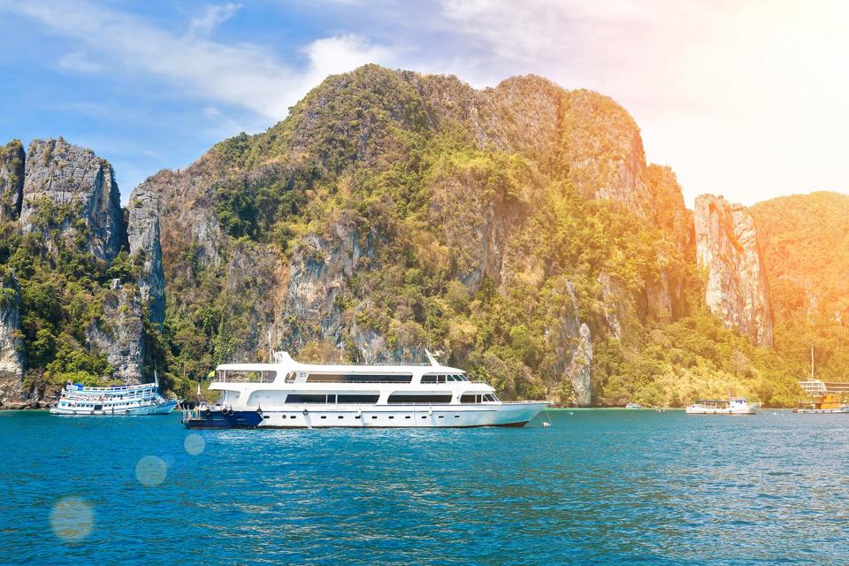 Small cruise ship in the waters of andaman sea