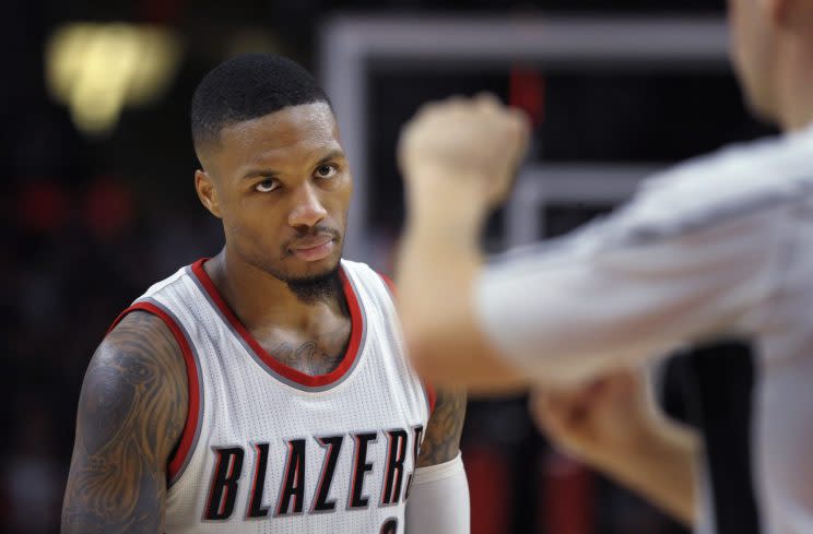 Damian Lillard and the Blazers have been blown out two games in a row. (Associated Press)