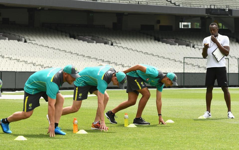 Usain Bolt trains with Australia to help improve 'explosiveness' between the wickets ahead of Ashes 