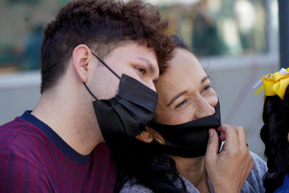 Sandra Ortiz is reunited with her son Bryan Chavez.