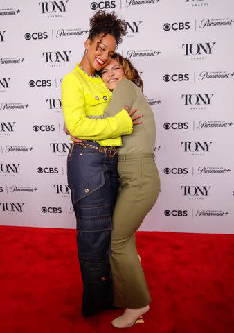 <p>KENA BETANCUR/AFP via Getty</p> Alicia Keys (left) and Shoshana Bean at the 2024 Tony Awards Meet the Nominees event on May 2 in New York City