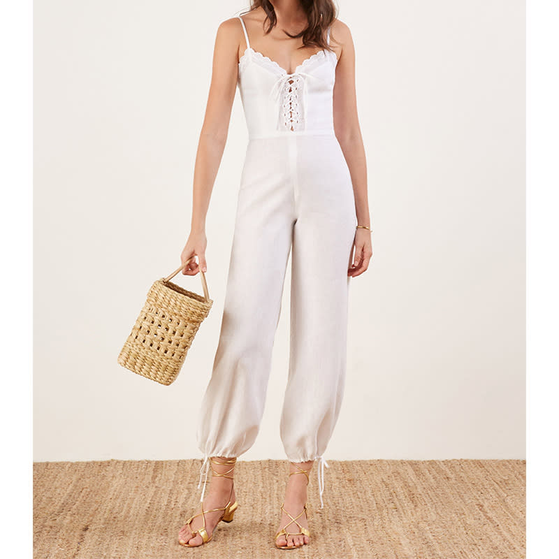 <a rel="nofollow noopener" href="https://go.redirectingat.com?id=86205X1579268&xs=1&url=https%3A%2F%2Fwww.thereformation.com%2Fproducts%2Frose-jumpsuit%3Fcolor%3DWhite%26utm_source%3D30KlfRmrMDo%26utm_medium%3D10%26utm_campaign%3DLinkShare%26sid%3DLS298X102%26ranMID%3D40090%26ranEAID%3D2400842%26ranSiteID%3D30KlfRmrMDo-bFHolNzWPzXu0udYOw1jHQ" target="_blank" data-ylk="slk:Rose Jumpsuit, Reformation, $153Talk about a one-and-done outfit! This easy and oh-so-cute jumpsuit is what Labor Day dreams are made of. Throw an oversized denim jacket over when the evening chill sets in.;elm:context_link;itc:0;sec:content-canvas" class="link ">Rose Jumpsuit, Reformation, $153<p>Talk about a one-and-done outfit! This easy and oh-so-cute jumpsuit is what Labor Day dreams are made of. Throw an oversized denim jacket over when the evening chill sets in.</p> </a><p> <strong>Related Articles</strong> <ul> <li><a rel="nofollow noopener" href="http://thezoereport.com/fashion/style-tips/box-of-style-ways-to-wear-cape-trend/?utm_source=yahoo&utm_medium=syndication" target="_blank" data-ylk="slk:The Key Styling Piece Your Wardrobe Needs;elm:context_link;itc:0;sec:content-canvas" class="link ">The Key Styling Piece Your Wardrobe Needs</a></li><li><a rel="nofollow noopener" href="http://thezoereport.com/living/work/admit-youre-overwhelmed-work/?utm_source=yahoo&utm_medium=syndication" target="_blank" data-ylk="slk:How To Admit You’re Overwhelmed At Work;elm:context_link;itc:0;sec:content-canvas" class="link ">How To Admit You’re Overwhelmed At Work</a></li><li><a rel="nofollow noopener" href="http://thezoereport.com/fashion/celebrity-style/meghan-markle-dress-hack/?utm_source=yahoo&utm_medium=syndication" target="_blank" data-ylk="slk:Meghan Markle’s Dress Hack For Windy Days Is Brilliant;elm:context_link;itc:0;sec:content-canvas" class="link ">Meghan Markle’s Dress Hack For Windy Days Is Brilliant</a></li> </ul> </p>