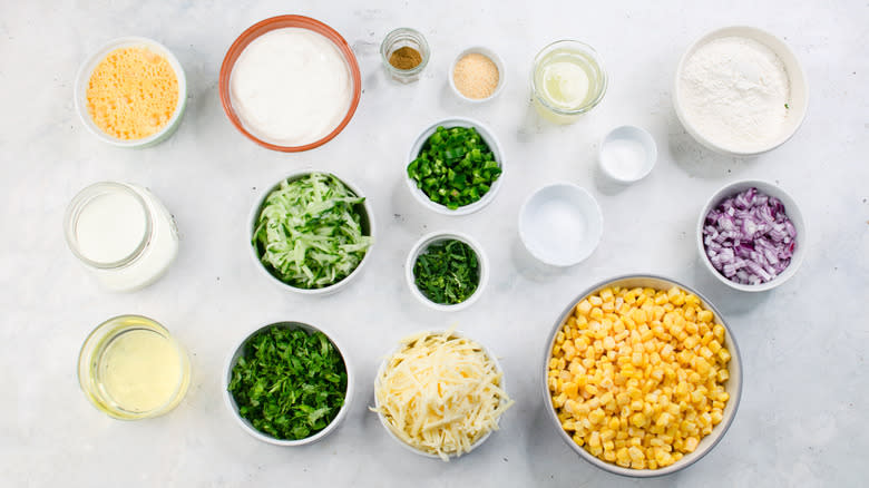 corn and jalapeño fritter ingredients
